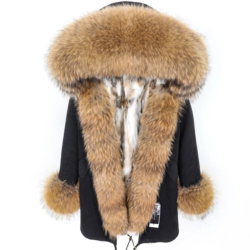 

2021 Waterproof Winter Jacket Women 7XL Long Parka Real Rabbit Fur Coat Natural Raccoon Fox Fur Collar Hood Warm Streetwear