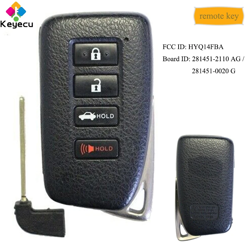KEYECU умный Автомобильный ключ дистанционного управления с 3 + 1/ 4 кнопками и чипом 8A