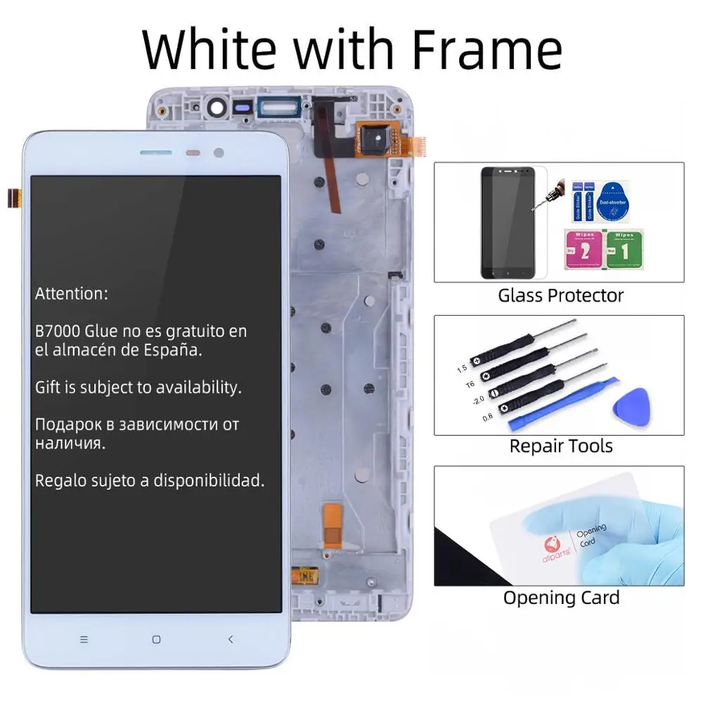 150mm Дисплей для Xiaomi Redmi Note 3 3 Pro LCD в сборе с тачскрином на рамке 5.5'' черный белый золото - Цвет: White with Frame