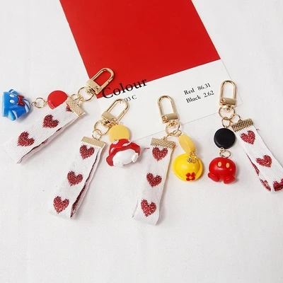 Мультяшный Микки Минни Дональд Дак сердце тканевая лента брелок для женщин Airpods