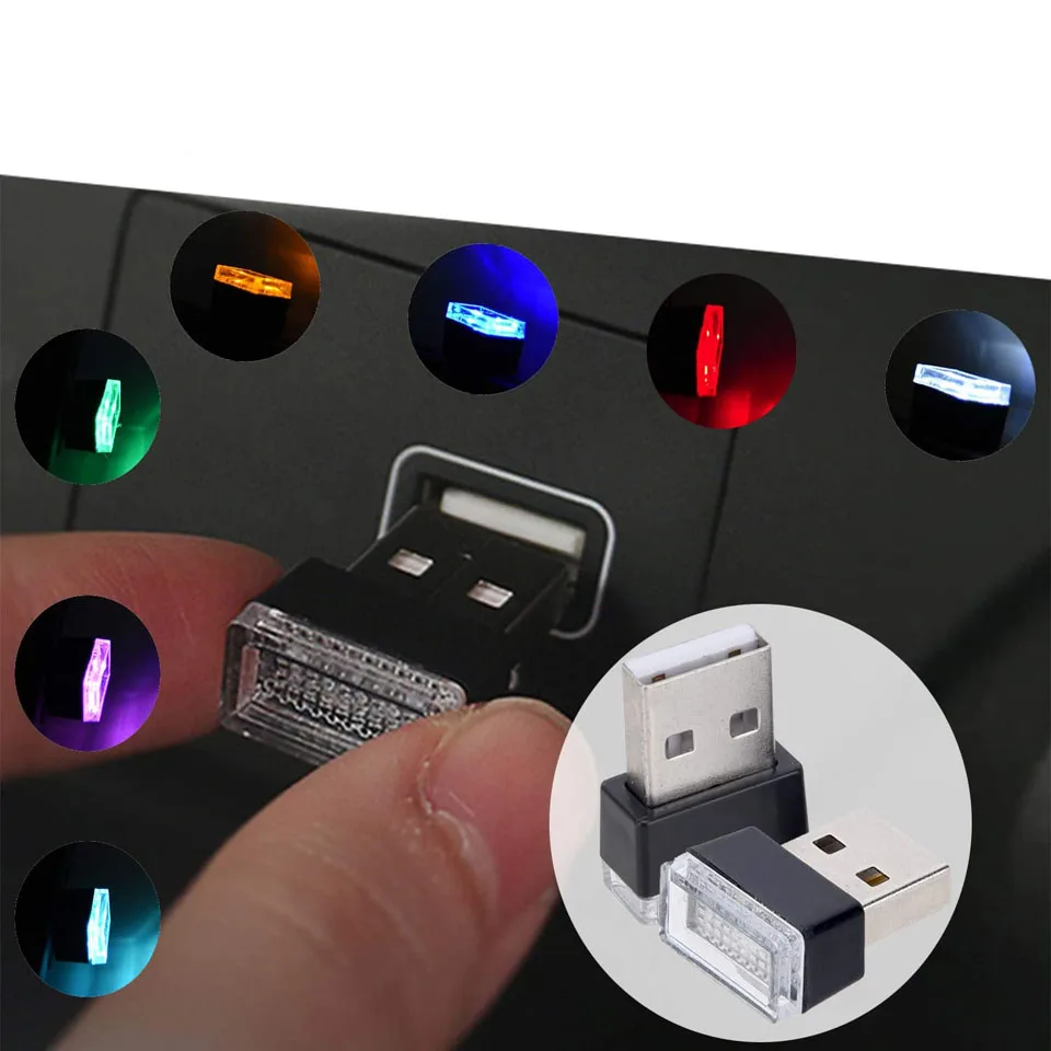 Treennel 7 шт. светодиодный светильник для автомобиля авто Интерьер USB атмосферный