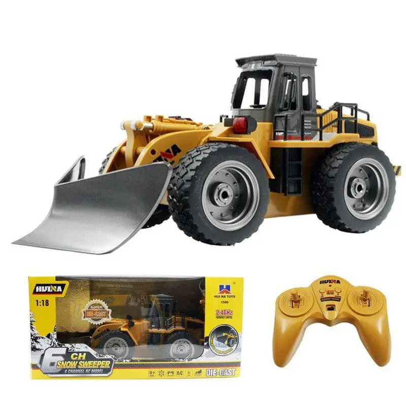 1:18 RC Car HUINA 1586 6CH Remote Control Engineering Vehicle Scale Alloy Casting Snow Plow Electric Toys for Boys Children Gift enlarge