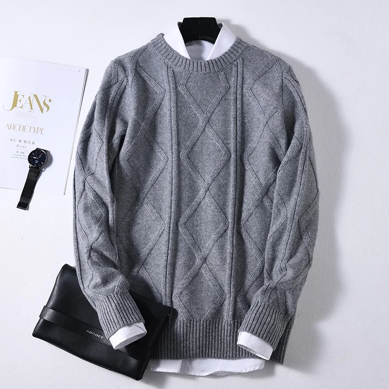 2019 высококачественные свитера из 100% кашемира и шерсти вязаные мужские джемперы