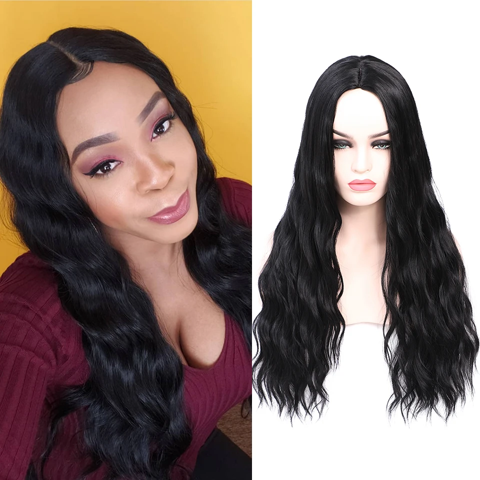 Черные синтетические парики для женщин FREEWOMAN парик с волнистыми волнами в