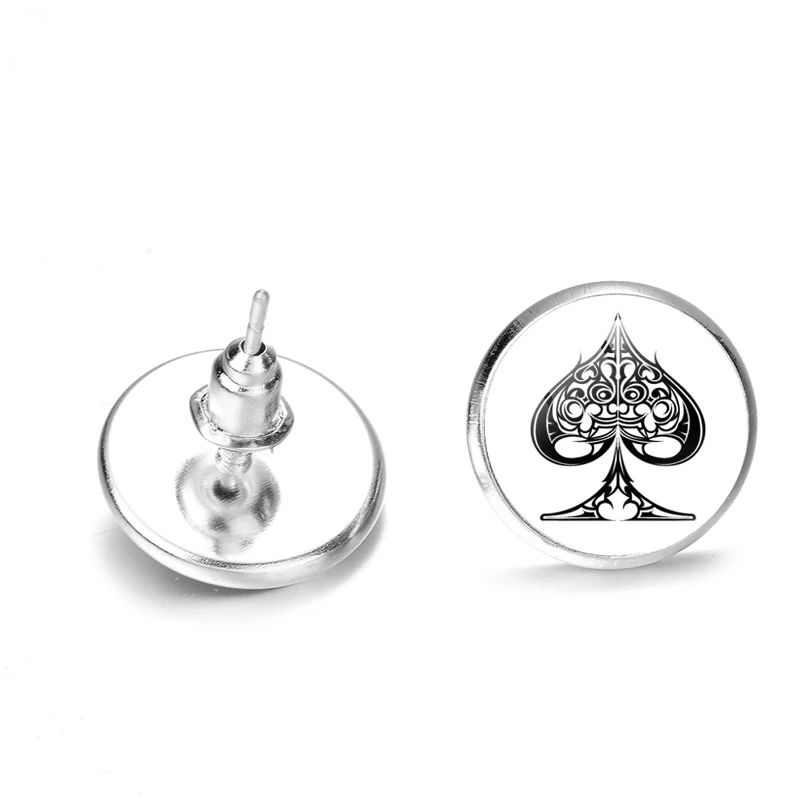 Азиатских покер пик Q серьги на открытом воздухе выпуклое зеркало поверхности