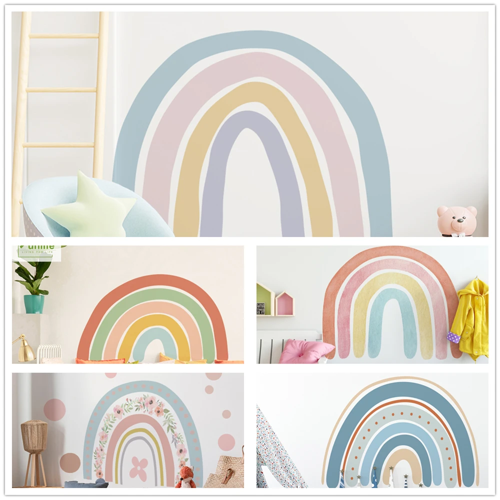 

Rainbow Removable Sticker for Kids Room Wall Decal Nursery Art Stickers Wallpaper Posters Girls Bedroom Gift Easy Use Home Decor