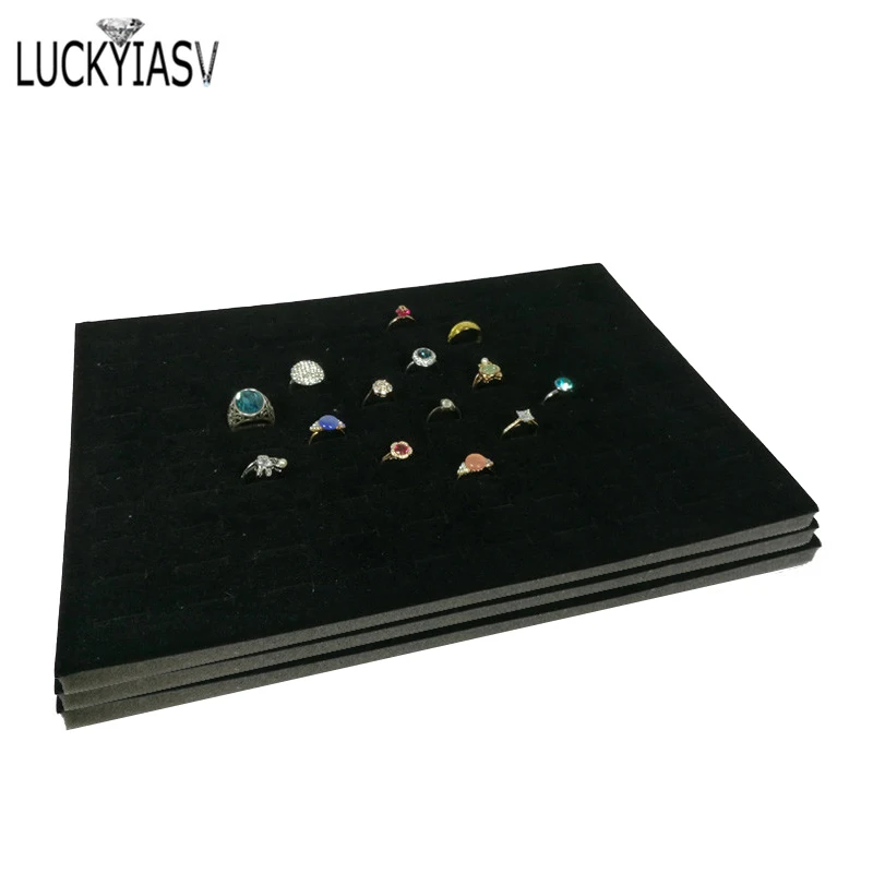 Лоток для ювелирных изделий Luckyiasv 3 шт., бархатный, серый/черный
