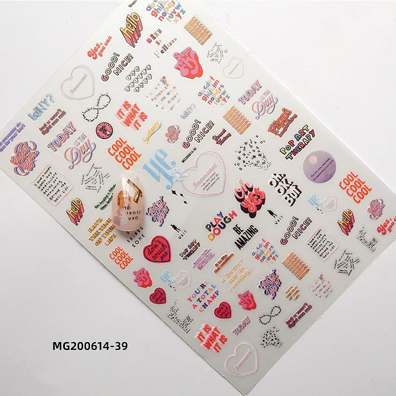 2020 Новинка стикеры 3D на ногти Nail Art богемные красочные буквы Портретные