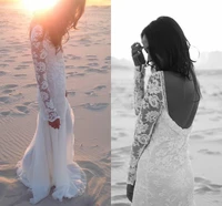 long sleeve backless beach romantic lace chiffon sheath simple white summer garden bridal party gown 2018 bridesmaid dresses