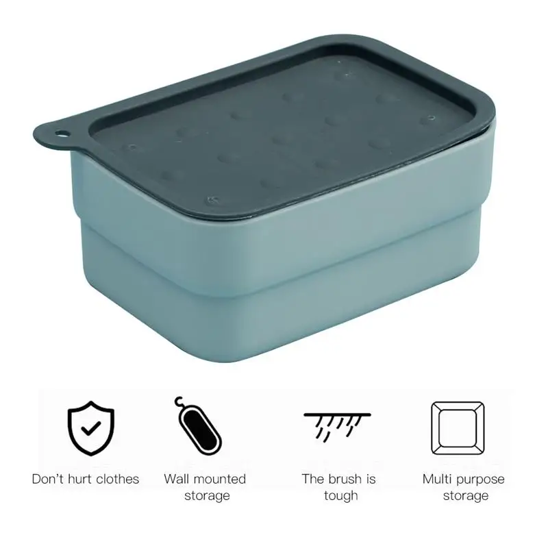 

1PC Soap Box Portable Waterproof Cleaning Brush Soap Storage Box Moisture-proof 2 in 1 Cleaning Brush Bathroom Gadgets