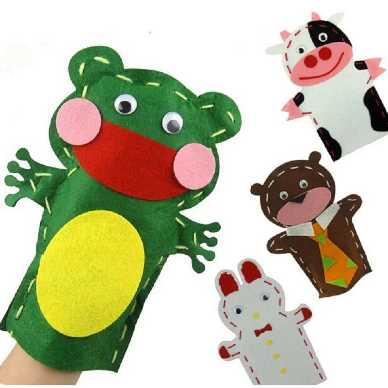 

16pcs/Lot DIY Easy Crafts Non-Woven Cloth Animal Hand Puppet Kids Child Creative Activity DIY Sewing Educational ToysToys