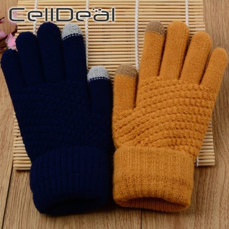 Перчатки в клетку с пятью пальцами и имитацией кашемира 1 пара|Женские перчатки| |