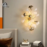 nordic wall lamp art design ginkgo leaf living room decoration light decoration for wall bedroom wall sconces interior lighting