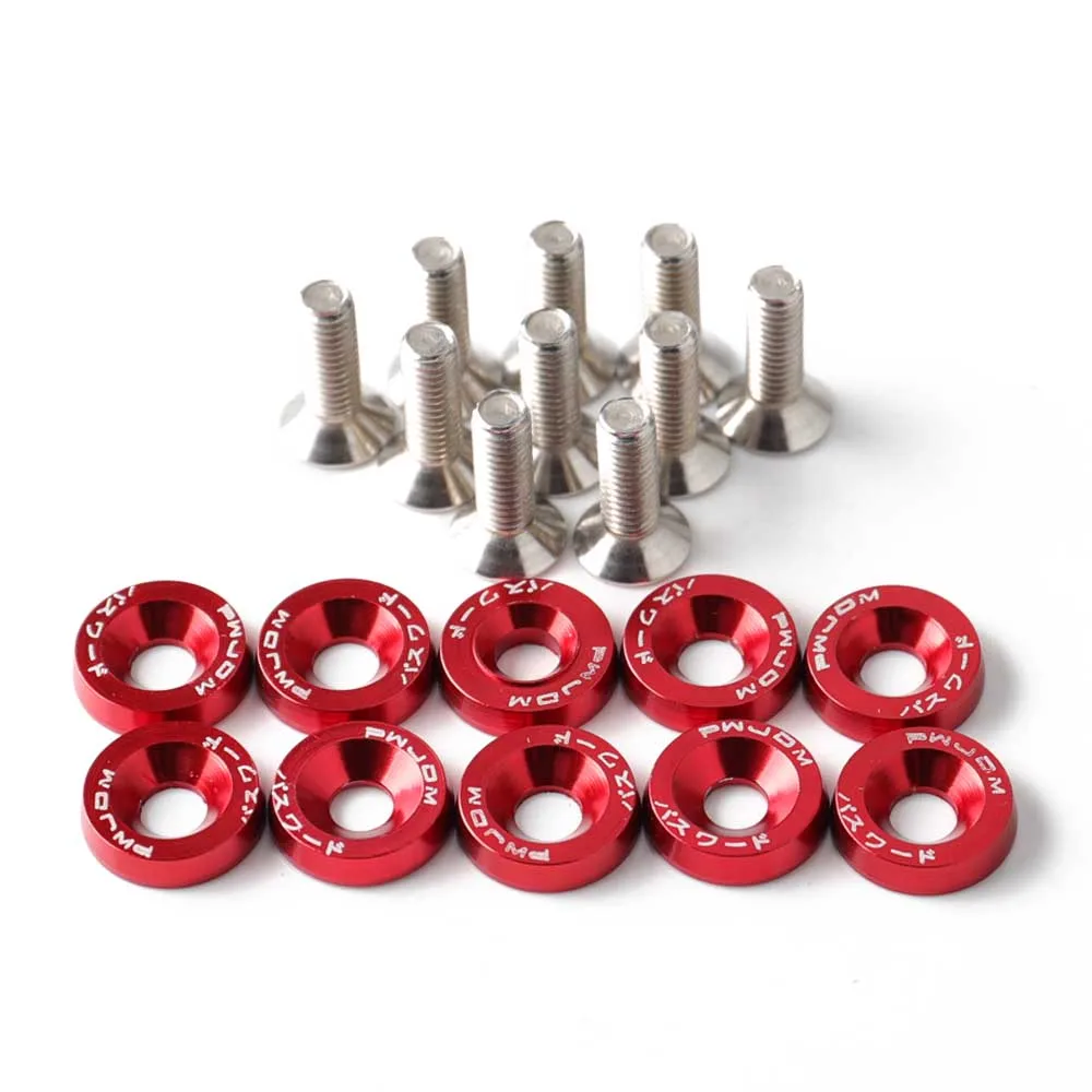 Aluminum PWJDM Fender Washers Bolt Fender Washer License Plate Bolts M6x20 10Pieces/pack