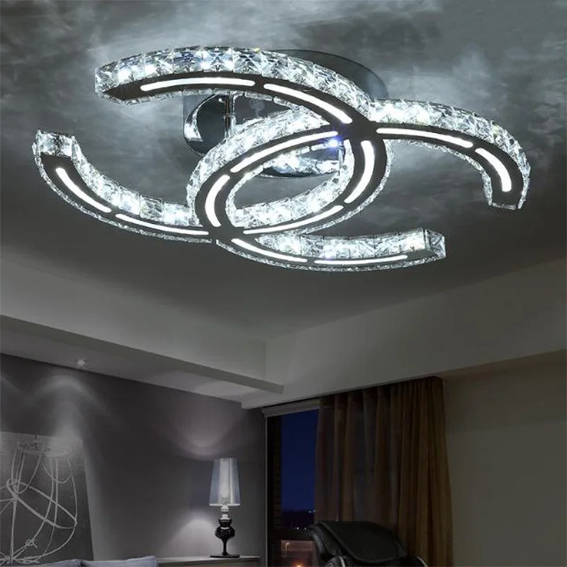 

Chrome lamp body crystal LED ceiling light Living room dining room bedroom study aisle ceiling lamp Commercial & Office Lighting