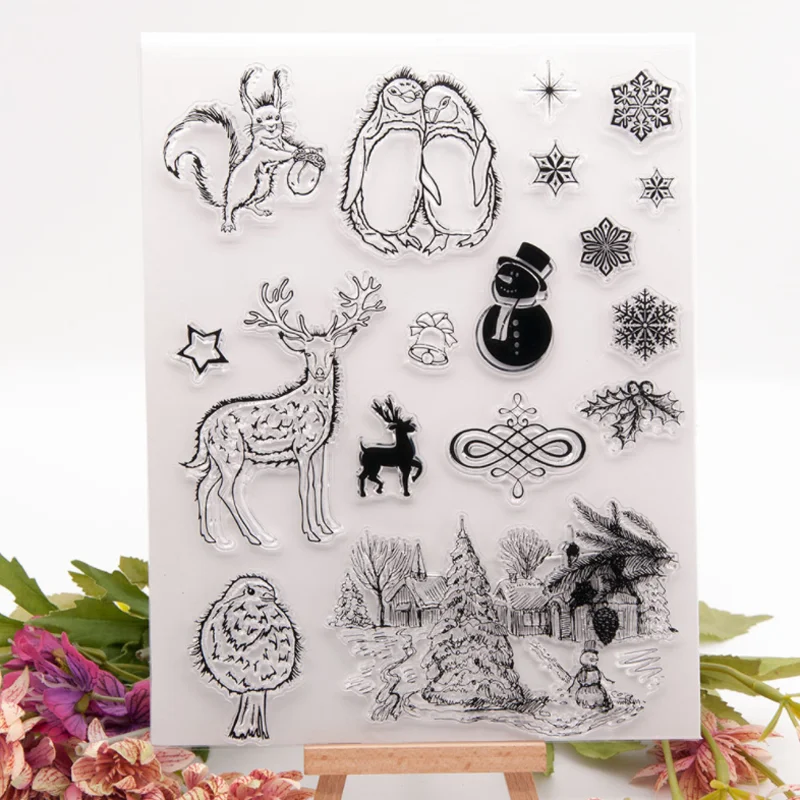 

Penguin Squirrel Transparent Clear Silicone Stamp Seal Cutting DIY Scrapbook Rubber Coloring Embossing Diary Decoration Reusable