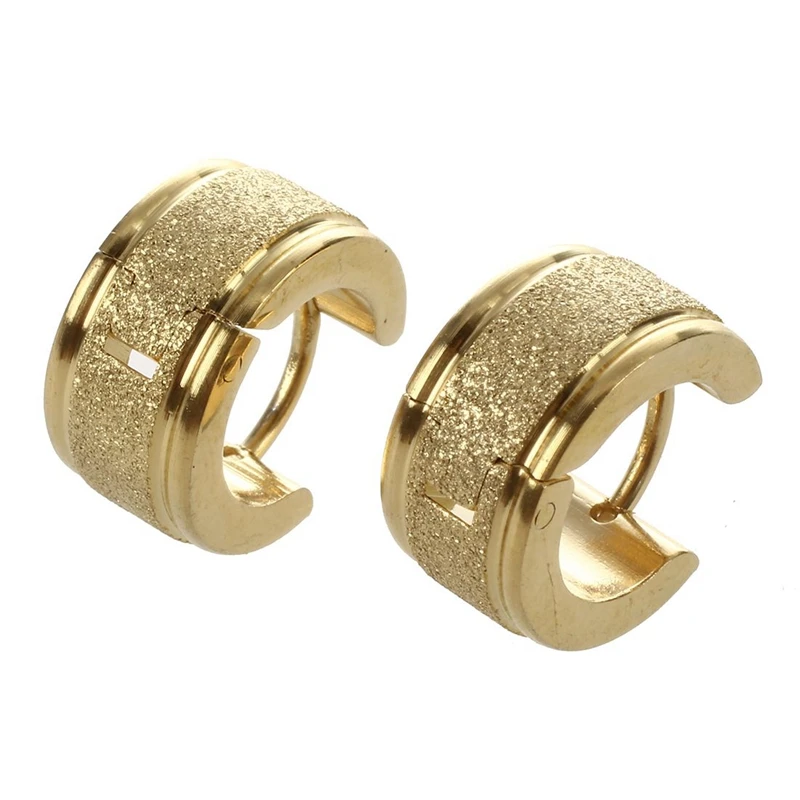 

1 pair of fashionable mens ladies titanium steel earrings stud jewelry - gold