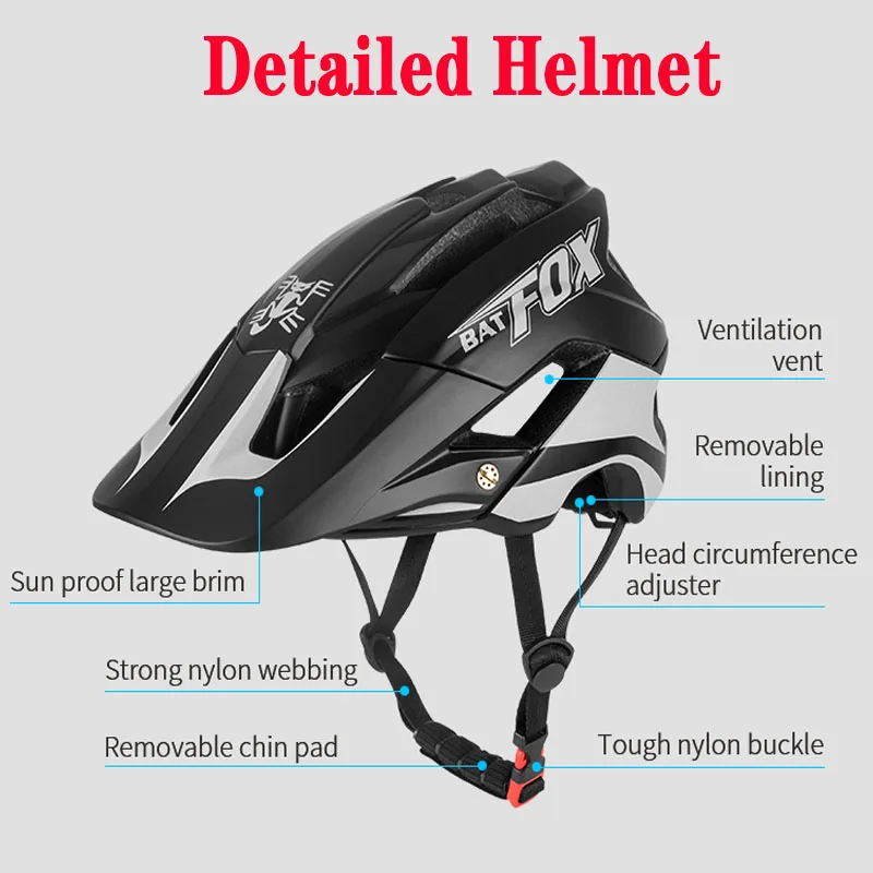 BATFOX Ultralight Cycling Helmets Bicycle Helmet MTB Bike Breathable Safety Integrally-Molded Men Women Cap | Спорт и развлечения