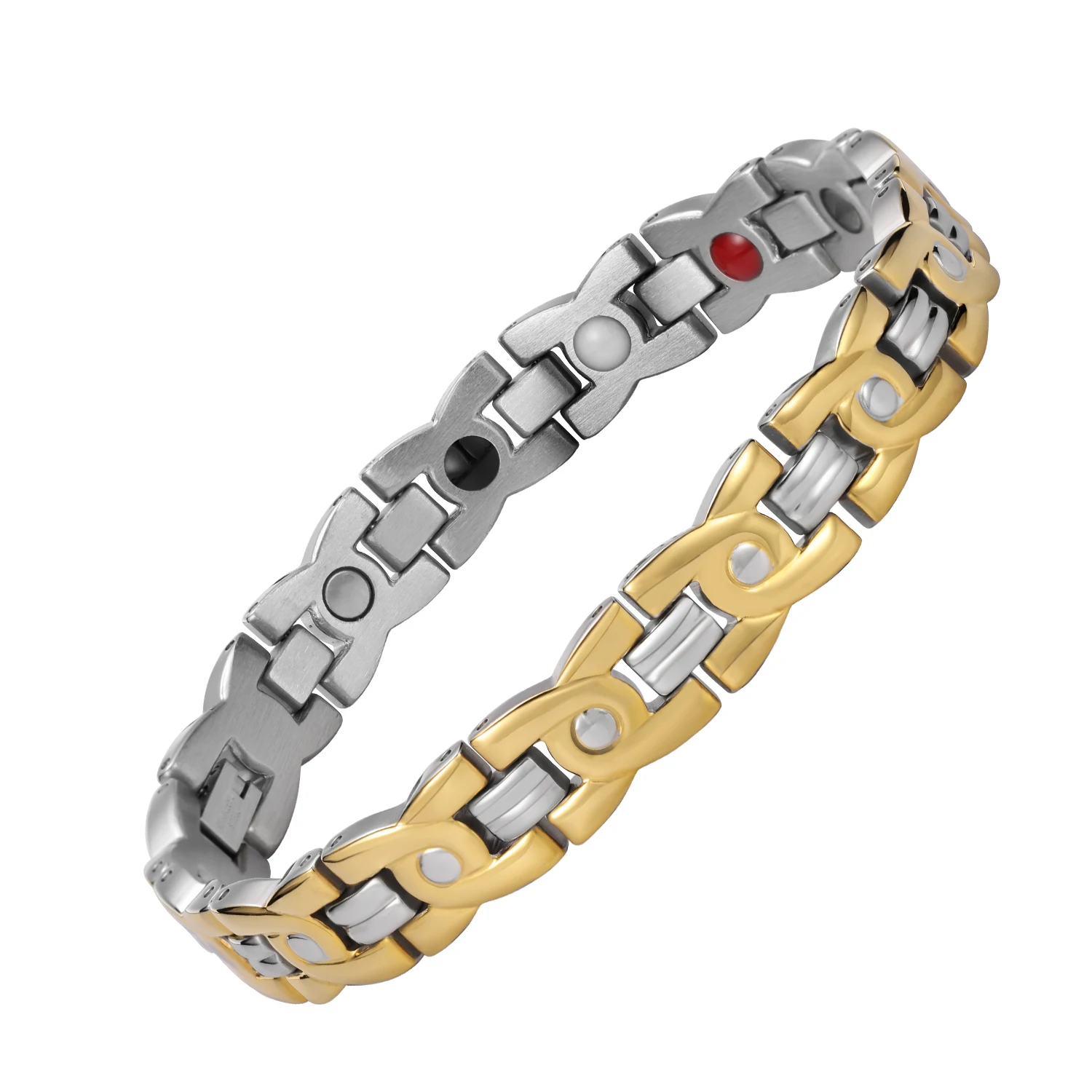 

Nantii Germanium Bracelets for Women Popular Stainless Steel Health Magnetic Energy Cross Hand Chain Jewelry