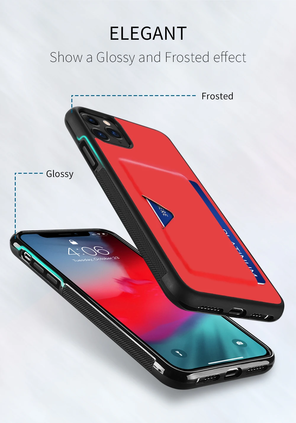 Чехол с карманом для карт для iPhone 11 Pro Max из ТПУ, мягкий кошелек, держатель для карт, задняя крышка, противоударный чехол для мобильного телефона