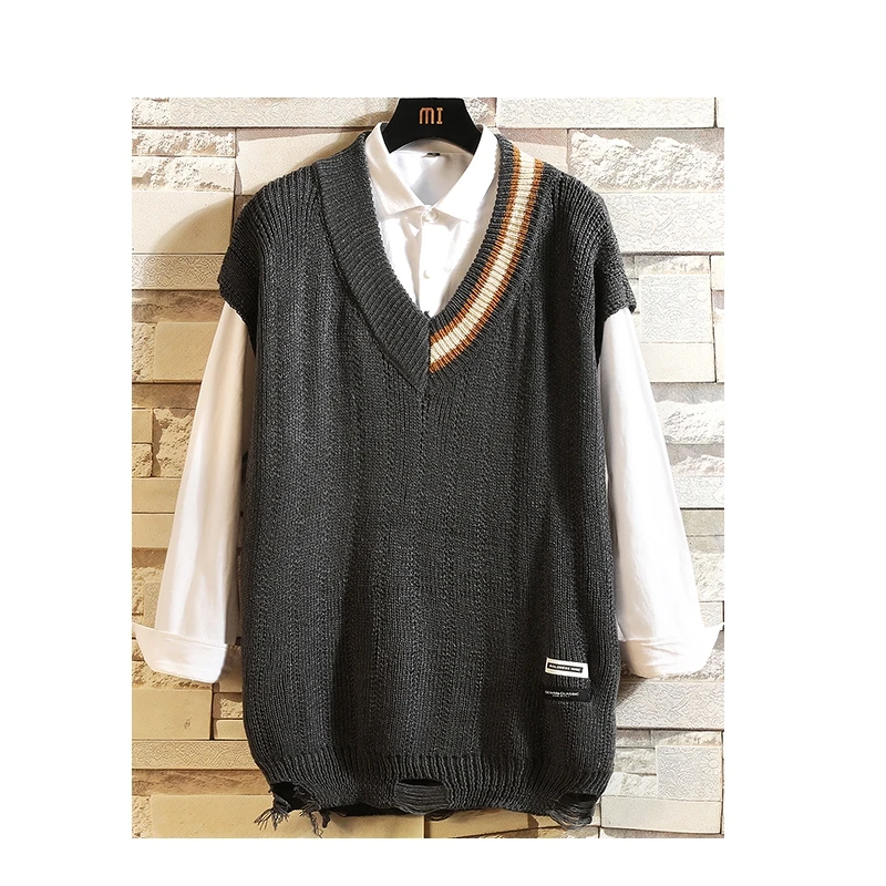 

M-7XL Sweater Vest Men V-neck Knitted Couples Plus Size Men Oversize Harajuku Vest Korean Style Streetwear Men Clothing XXXXXXXL