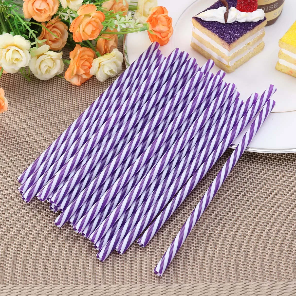 Упаковка из 24 шт одноразовые стильные креативные питьевые соломинки в полоску