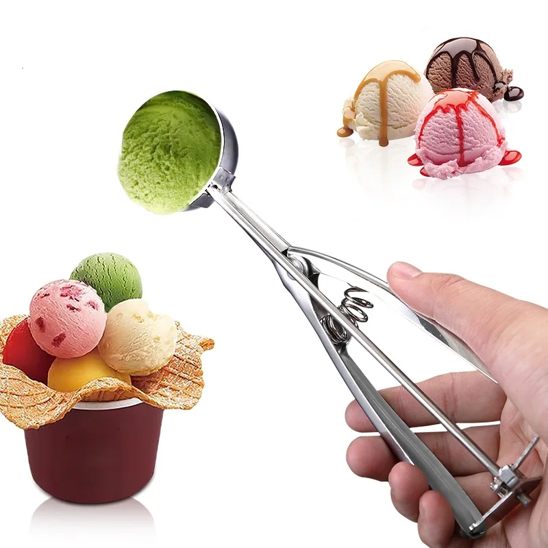 

Konco Ice Cream Spoon Stainless Steel Ice Cream Dessert Scoop Fruits Ball Maker Watermelon Spoon Cookies Dough Disher Spoon