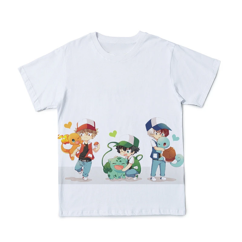 

2021Summer Hip Hop Boys Girls Harajuku Pokemon Style Street Clothing Animation 3D Digital Print T-Shirt Boys Girls Casual Tops