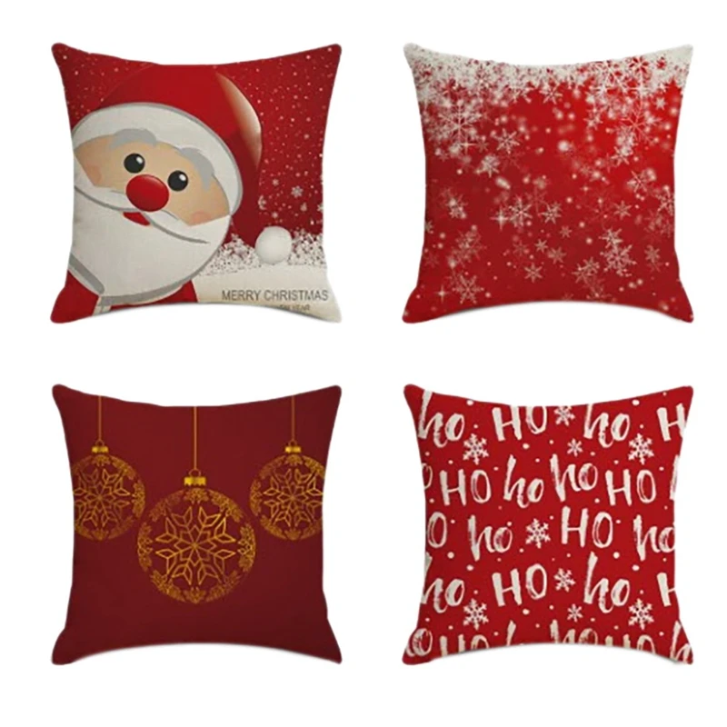 

Рождественская квадратная наволочка, домашний декор, льняные наволочки для подушек, наволочки для дивана, автомобиля, гостиной, узор 45x45 см