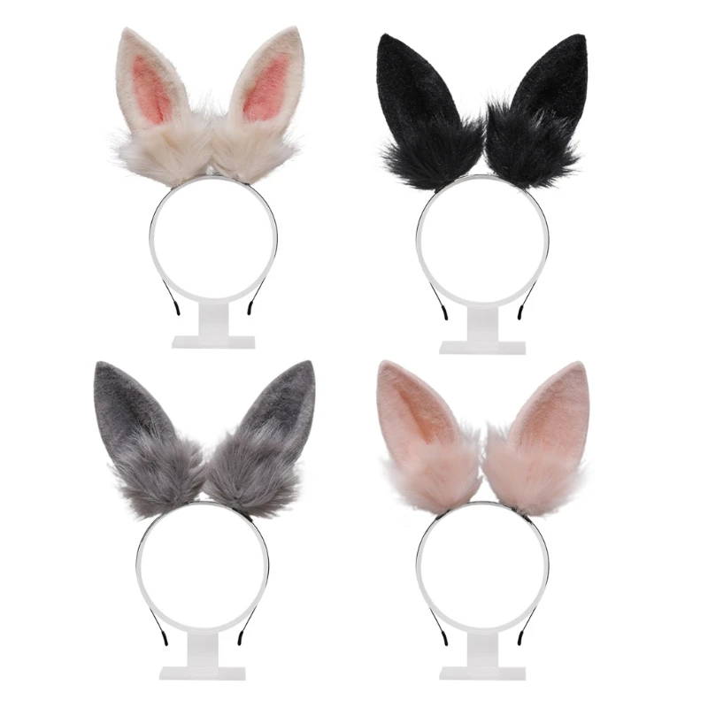 

L5YA Plush Animal Ears Headdress Lolita Headwear for Girls Anime Cosplay Hair Hoop