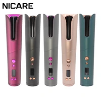 nicare automatic hair curler usb rechargeable cordless curling iron led temperature adjustable hair styling tool wave styler new