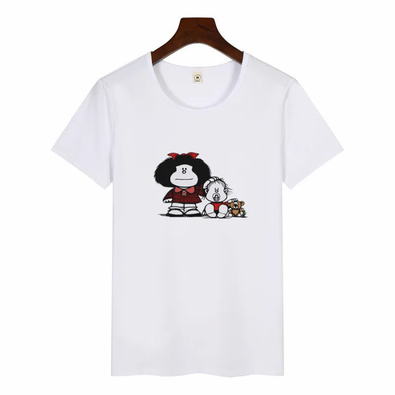 Модная футболка с круглым вырезом Harajuku Милая принтом Toda Mafalda Женские топы