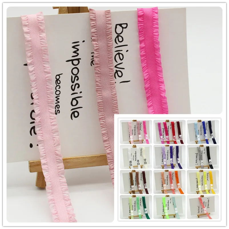 

33 color 13mm folded bilateral fabric pleated edge elastic lace folds lace pleated ribbon Lotus Edge lace clothing accessories