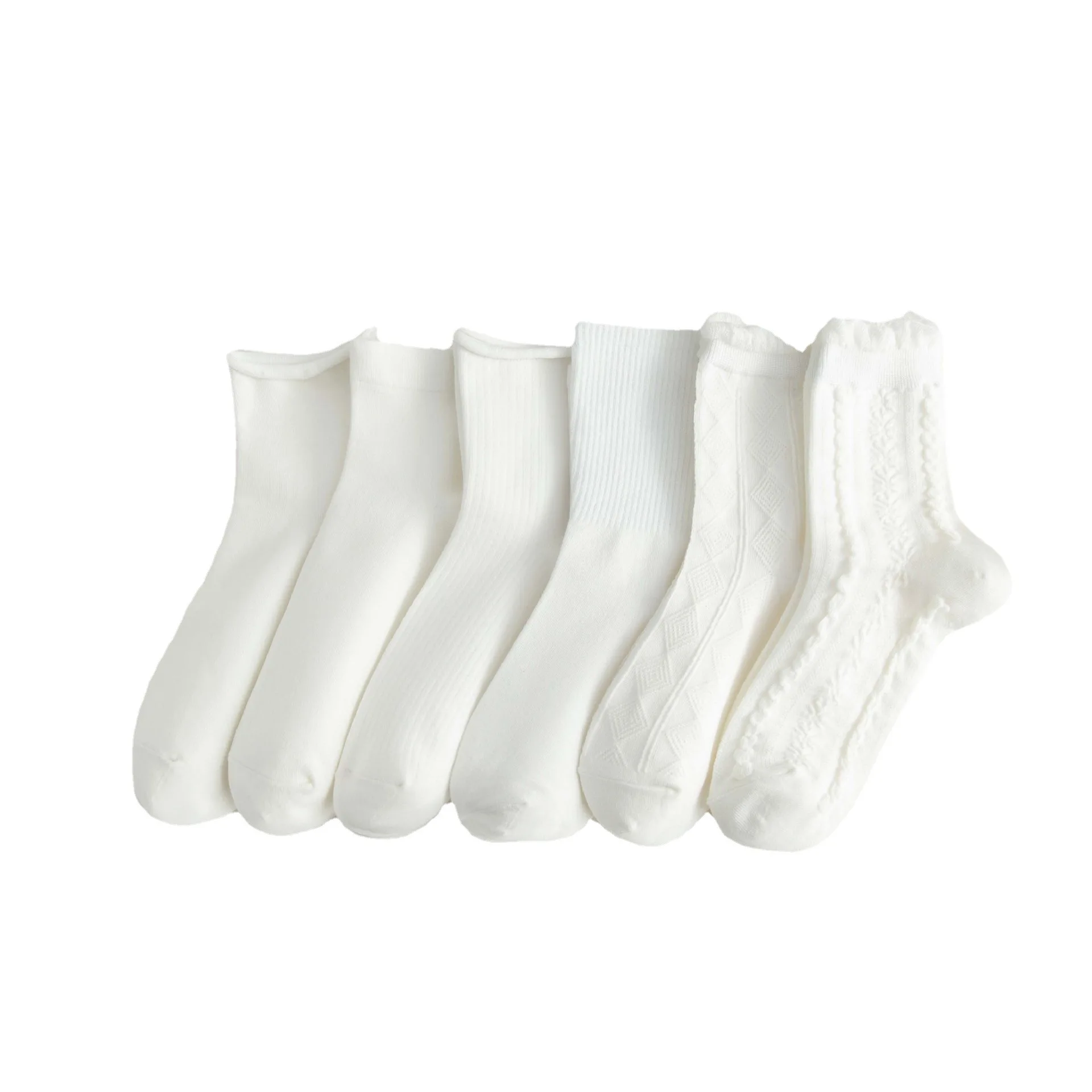 

Female White Socks Cute Japanese Jk Style Lolita Lace Women's Sock Ins Tide Summer Mid Tube Stringy Selvedge Spring Thin Section