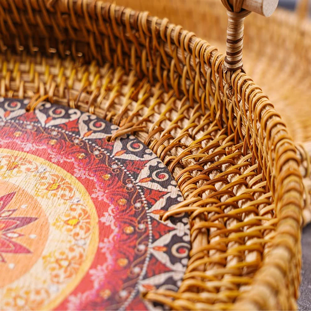 1 шт. корзина для хлеба с ручкой фруктов тортов круглые тарелки Плетеный