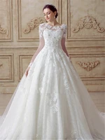 2020 vintage beaded appliques long sleeve wedding dresses muslim arabic princess lace bridal dress robe de mariage