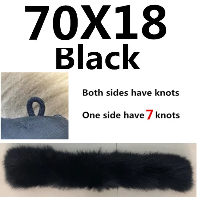 70cmx18Black Новинка, высокое качество, зима, натуральный мех енота, воротник, женские шарфы, модное пальто, свитер, шарфы, шапка большого размера - Цвет: 70cmx18Black