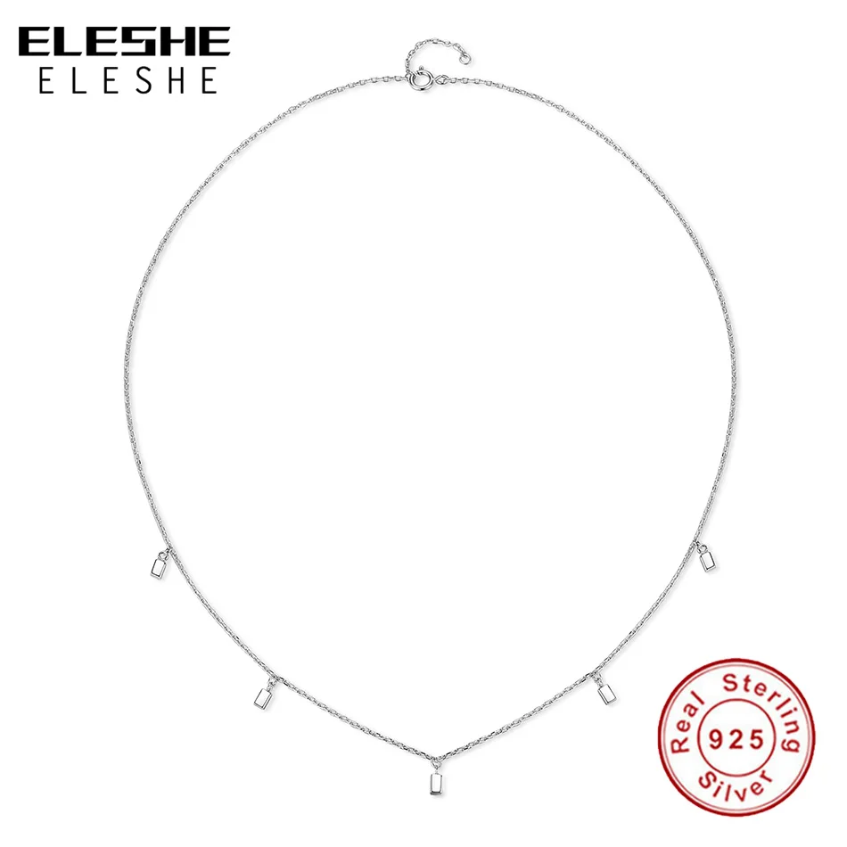 Классической ленты Цвет квадратный Подвески 925 стерлингового серебра колье для