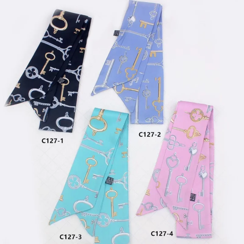 

Women's Fashion Silk Scarf Ribbon Handbag Handle Headband Wristband