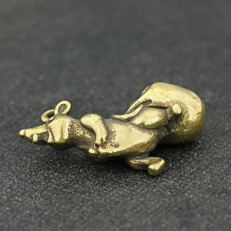 Зодиак Lucky Mini из латуни кулон крыса статуя мыши украшение для дома и офиса 3 6 см