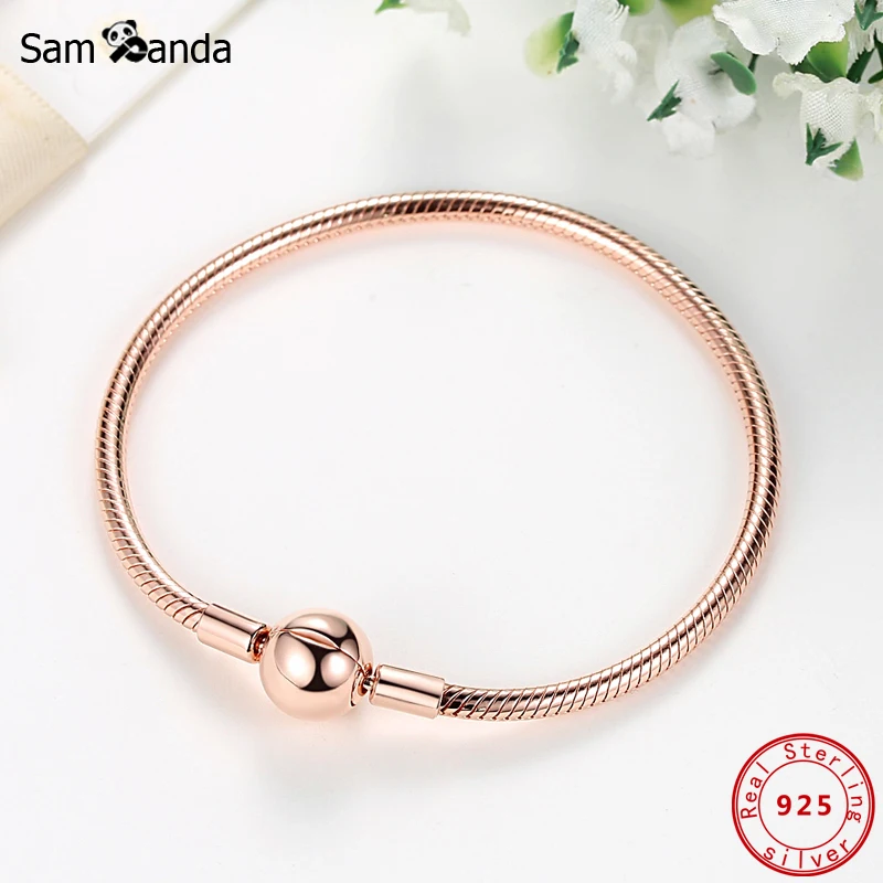 Оригинальный 100% браслет из стерлингового серебра 925 пробы гладкая Застежка Шарм