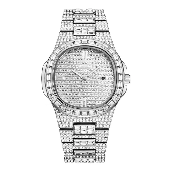 TT-3 Tacto часы Мужские лучший бренд класса люкс Полный бриллианты Patek Стиль военные мужские наручные часы серебряные классические AAA Мужские кварцевые часы - Цвет: TT-3