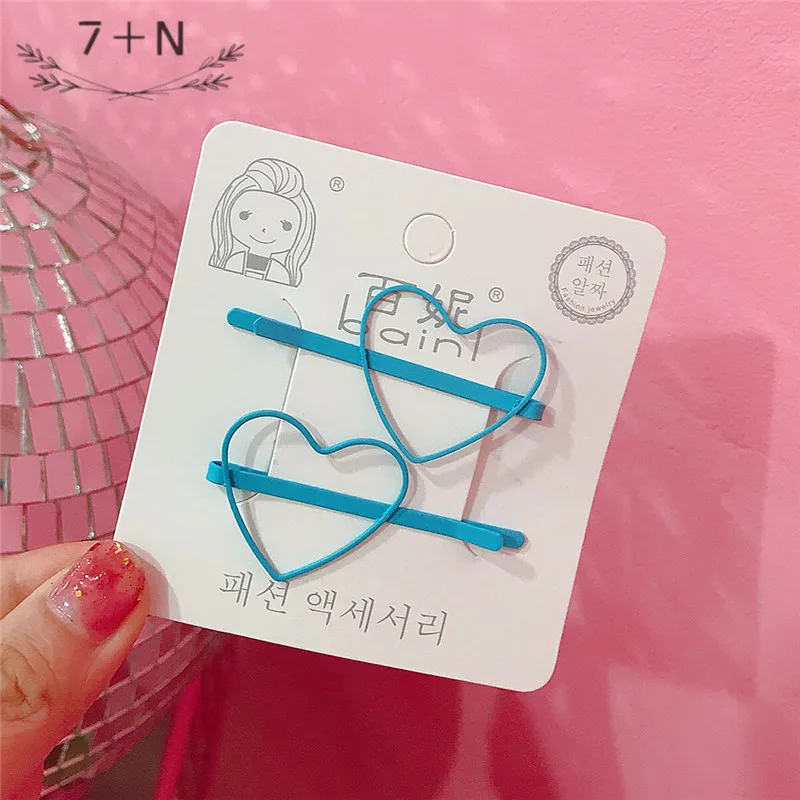 

Create 101 li zixuan with the same style hair accessories pink girl heart hollow out love heart hair clip one word clip bang cli