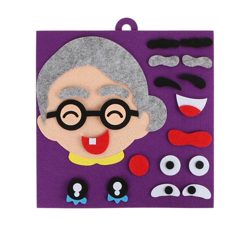 1 set of children's toys DIY mood change jigsaw puzzle recognition facial expressions learning toy children jigsaw teaching mate - Цвет: Grandma style