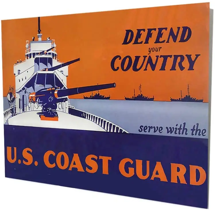 

Brotherhood WWII United States Coast Guard Defend Your Country Serve Sailors Battleship Vintage Reproduction Vintage Style