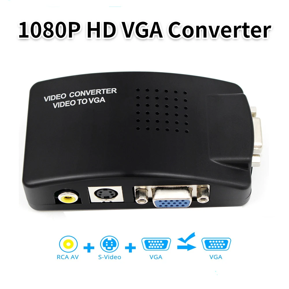 Преобразователь AV VGA 3RCA S-Video VGA в VGA адаптер 1080PHD видео преобразователь для ПК к телевизору Преобразователь AV VGA 3RCA S-Video VGA в VGA адаптер 1080PHD видео преобразователь для ПК к телевизору