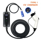 Портативный зарядный кабель для электромобиля 32A Cee Blue Plug 5 м, зарядное устройство для электромобиля EVSE type 2 IEC 62196-2 стандарт 32A 1P CEE BLUE