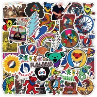 50 pcs grateful dead rock band stickers vinyl waterproof stickers for kids teens adults luggage laptop bike skateboard supplies