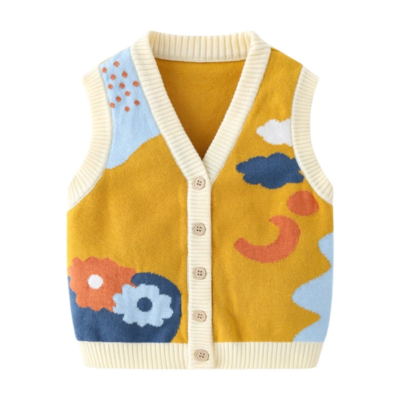 

Autumn Baby Sweater Vest Knitted Cardigan Vest Sleeveless Cotton Sweater Fashion For Kids