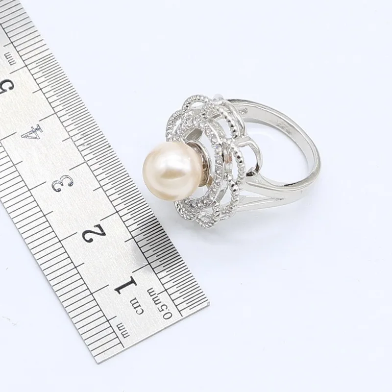 New Pink Pearl 925 Silver Wedding Jewelry Set for Women Earring Necklace Pendant Ring Birthday Gift | Украшения и аксессуары